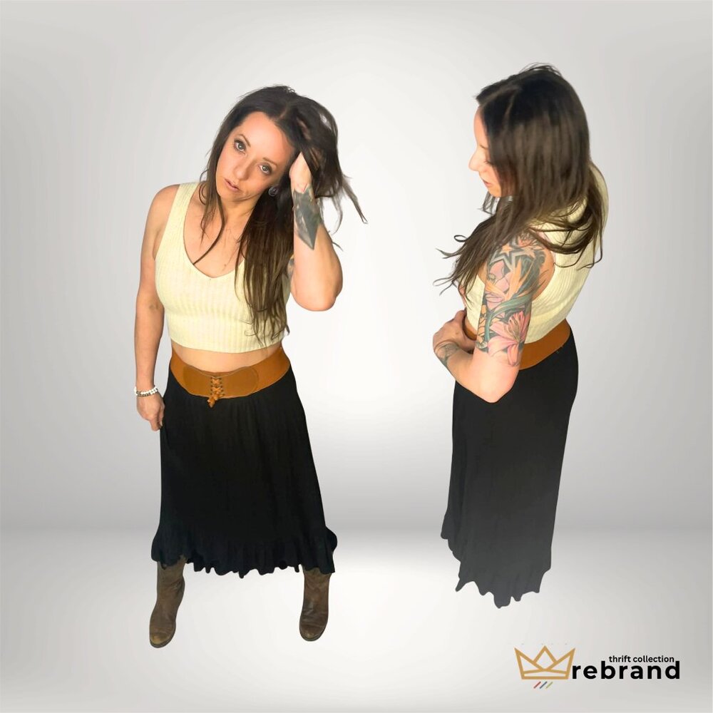 Magic Boho Midi Skirt Corset Waist Western Festival Style M